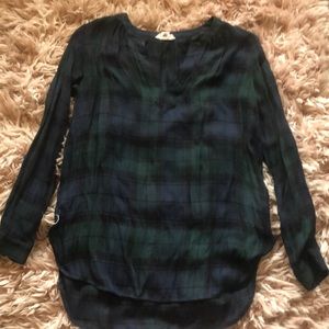 LOFT PLAID BLOUSE